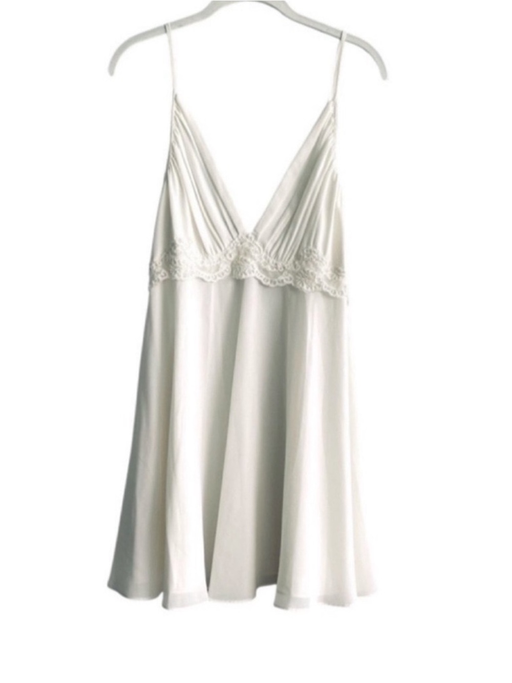 Jones New York Ivory White Chemise Slip Dress Lace Detail Negligee Size L